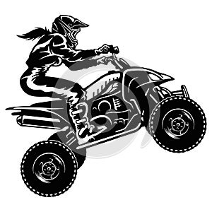 ATV Quad Bike and Sexy Girl - Extreme Dirt Bike 4x4 - Clipart, Vector Design