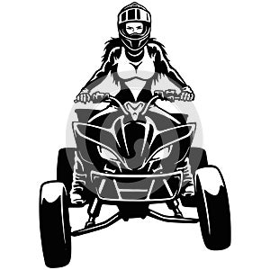 ATV Quad Bike and Sexy Girl - Extreme Dirt Bike 4x4 - Clipart, Vector Design