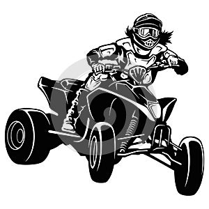 ATV Quad Bike and Sexy Girl - Extreme Dirt Bike 4x4 - Clipart, Vector Design