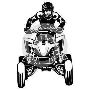 ATV Quad Bike and Sexy Girl - Extreme Dirt Bike 4x4 - Clipart, Vector Design