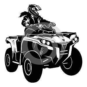 ATV Quad Bike and Sexy Girl - Extreme Dirt Bike 4x4 - Clipart, Vector Design