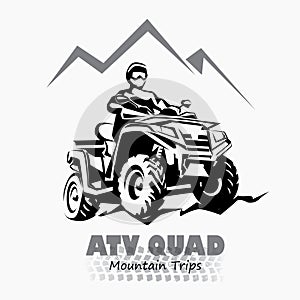 Atv, quad bike stylized silhouette vector