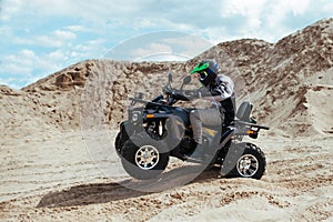 ATV race on the sand. Concept of extreme and sport