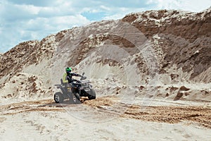 ATV race on the sand. Concept of extreme and sport