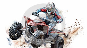 ATV rider racing on a rough off-road track