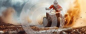 ATV rider speeding on a dirt track