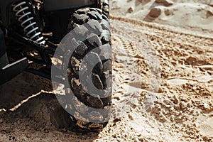 ATV wheel on a squeak.