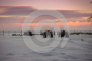 ATVs in the winter in the snow