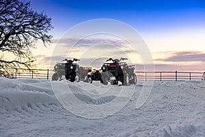ATVs in the winter in the snow