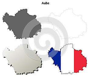 Aube, Champagne-Ardenne outline map set
