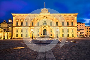 The Auberge de Castille,Valletta,Malta illuminated at evening photo