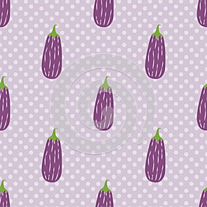 Cartoon Aubergine. Colored Seamless Patterns