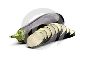 Aubergine or eggplant on white background