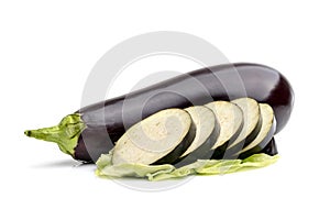 Aubergine or eggplant on white background