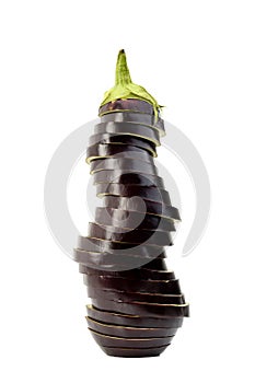 Aubergine or eggplant on white background