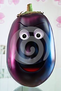 Aubergine with human face