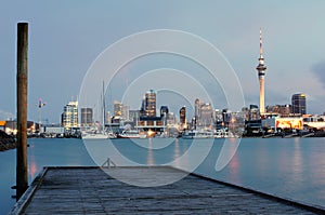 Auckland city at dusk