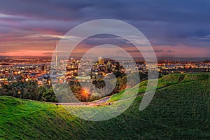 Auckland city from mountain eden volcano . Auckland , New zealand . photo