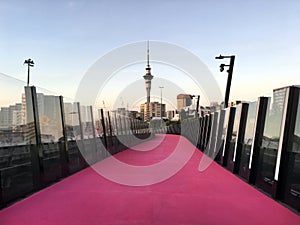 Auckland city skyline from Nelson Street Cycleway