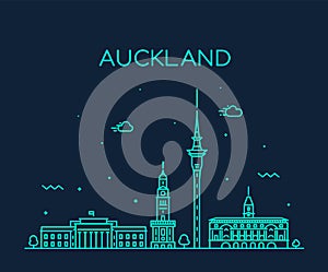 Auckland city skyline New Zealand vector linear