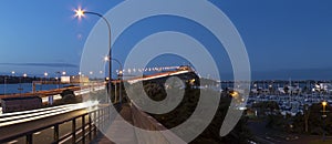 Auckland harbor bridge at night