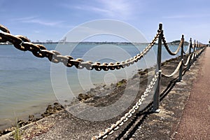 Auckland, New Zealand, Chain link railings on a cycle path