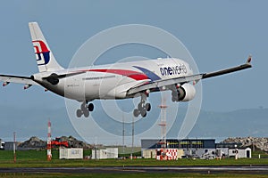 Malaysia Airlines Airbus A330 aircraft landing at Auckland International Airport