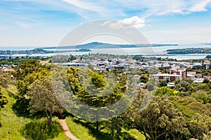 Auckland, North Island, New Zealand, beautiful bay, view seen from Mount Eden