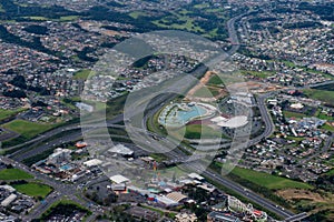 Aucland airport highway aerial view