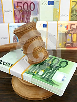 Auction gavel and euro