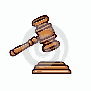 Auction gavel icon. Judge Wooden Hammer flat design, auction, judgment