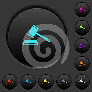 Auction hammer dark push buttons with color icons