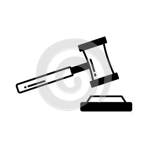 Auction hammer half glyph vector icon which can easily modify or edit