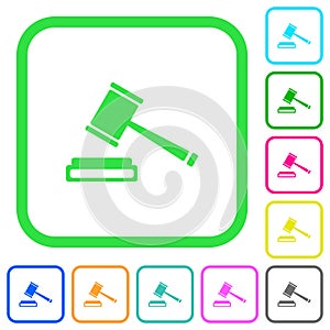 Auction hammer vivid colored flat icons icons