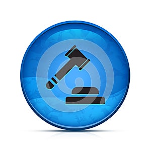 Auction icon on classy splash blue round button illustration