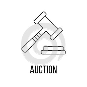 Auction icon or logo line art style.