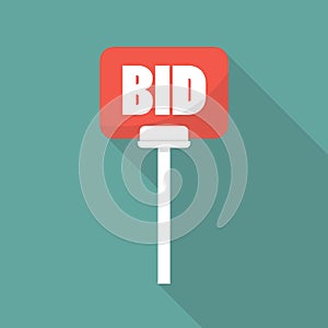 Auction paddle in flat style