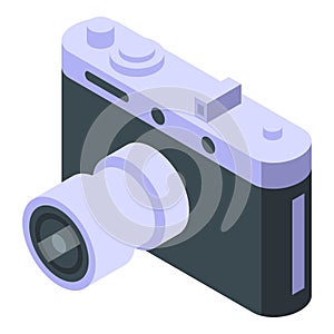 Auction sale retro camera icon isometric vector. Online legal