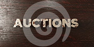 Auctions - grungy wooden headline on Maple - 3D rendered royalty free stock image