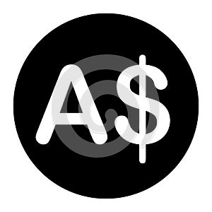 AUD Australian Dollar Currency Symbol. Black Illustration Isolated on a White Background. EPS Vector