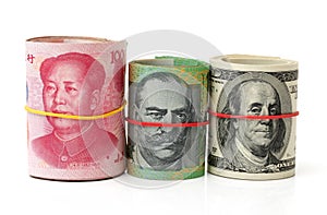 AUD, RMB, USD