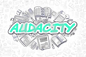 Audacity - Doodle Green Text. Business Concept. photo