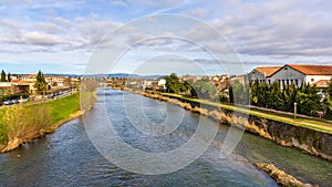 The Aude river in Carcassonne