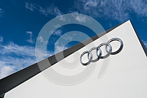 An audi logo on the wall