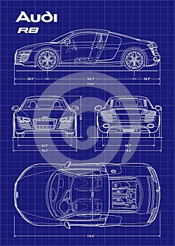 Audi R8 car blueprint