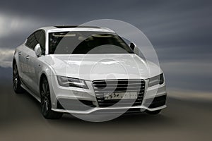 Audi white car.