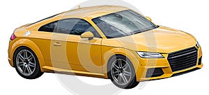 Audi yellow coupe car on a transparent background