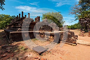 Audience Hall of King Parakramabahu ruins in ancient city Pollonaruwa, Sri Lanka