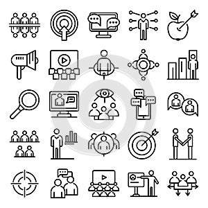 Audience icons set, outline style