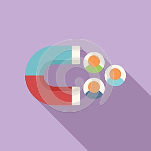 Audience magnet icon flat vector. Ad group